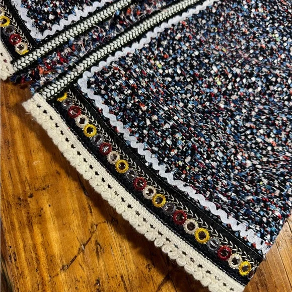 Lea & Viola Women’s Black, Multi-Colored Chunky Woven Tweed Jacket w/ Tassels L - Picture 6 of 16